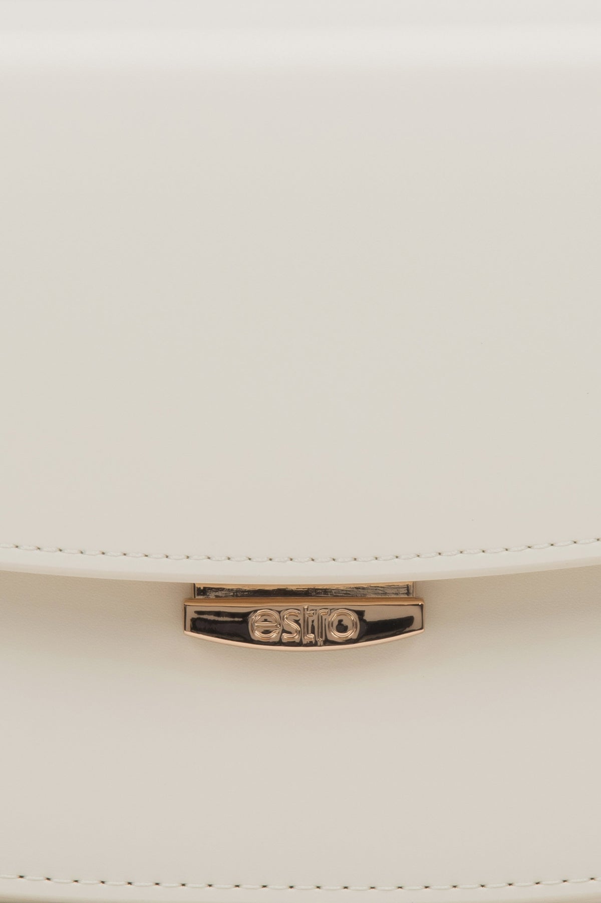 Estro white women's shoulder bag, saddle silhouette, genuine leather.