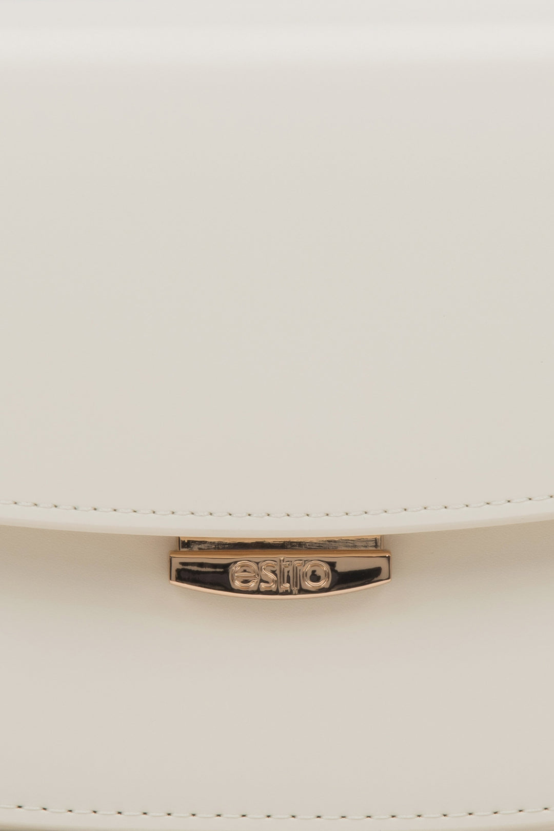 Estro white women's shoulder bag, saddle silhouette, genuine leather.