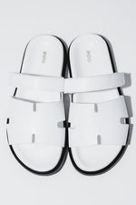 Women's White Leather Slide Sandals with an Adjustable Strap Estro ER00119824.
