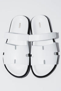Women's White Leather Slide Sandals with an Adjustable Strap Estro ER00119824.