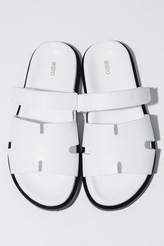 Women's White Leather Slide Sandals with an Adjustable Strap Estro ER00119824.
