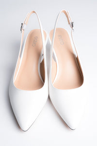 Women’s White Leather Slingback Pumps with Low Flared Heel Estro ER00117124