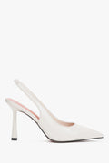 Women’s White Leather Slingback Pumps on a High Heel Estro ER00119280.