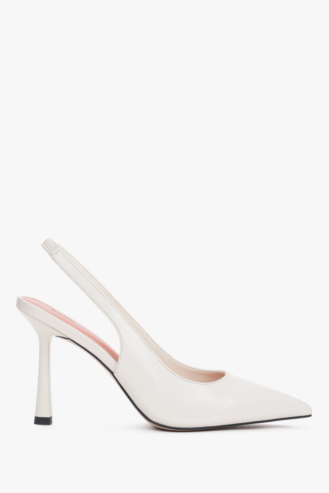 Women’s White Leather Slingback Pumps on a High Heel Estro ER00119280.