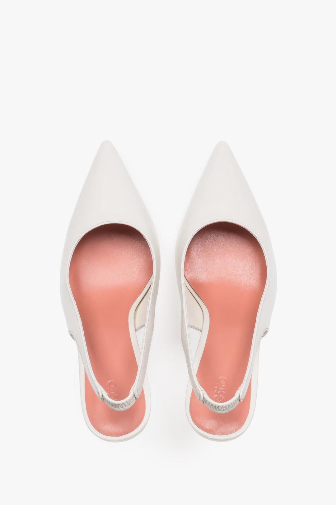 Estro white leather pumps with an elasticated strap for easy wear.