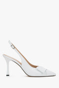 Women’s White Leather Slingback Pumps with Stiletto Heel and Pointed Toe Estro ER00119580.