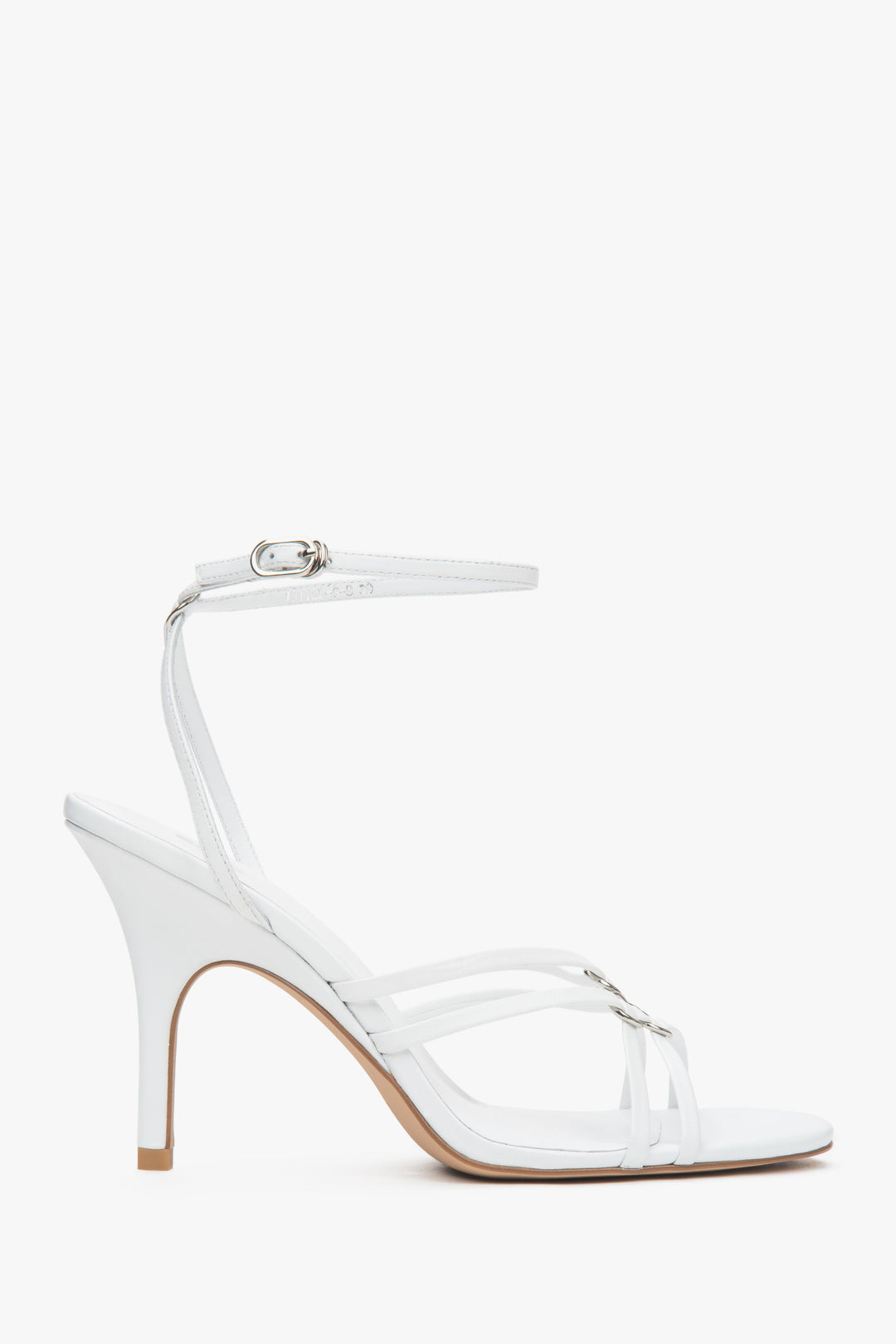 Women’s White Leather Stiletto Sandals with Silver Details Estro ER00116905.