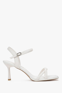Women's White  Leather Stiletto Sandals with Thin Straps Estro ER00117202.