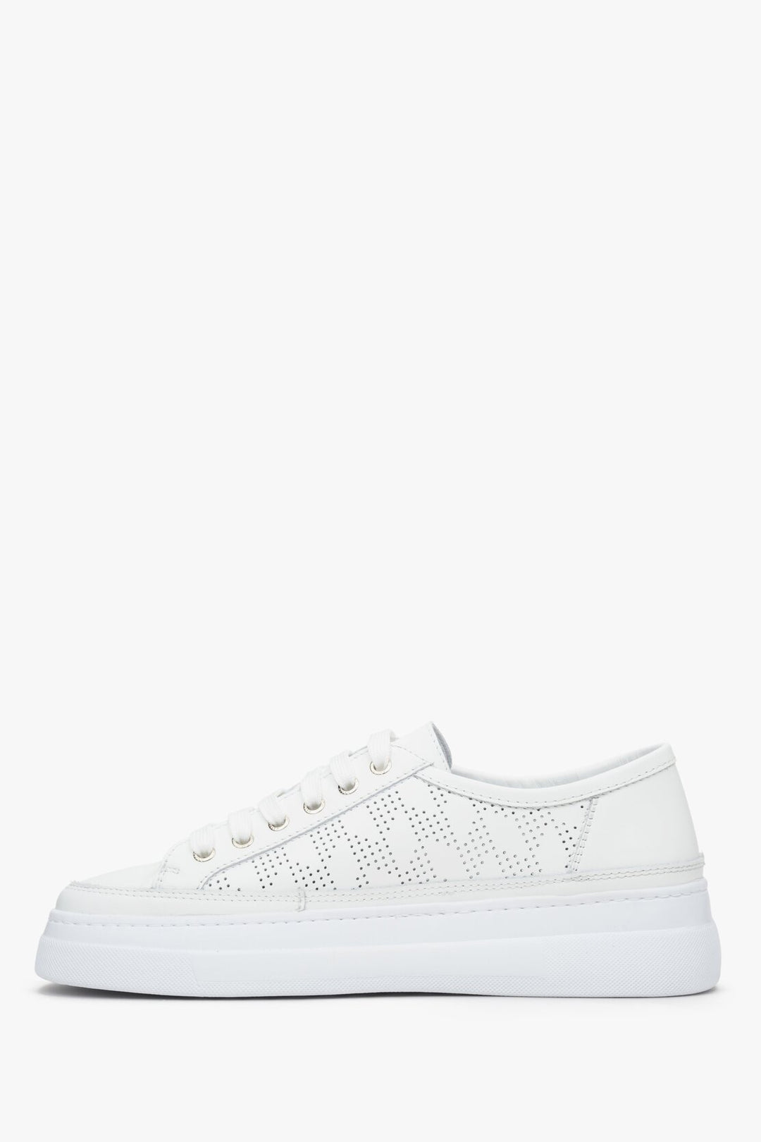 Women's White Leather Low-Top Sneakers with Perforation for Summer Estro ER00112847