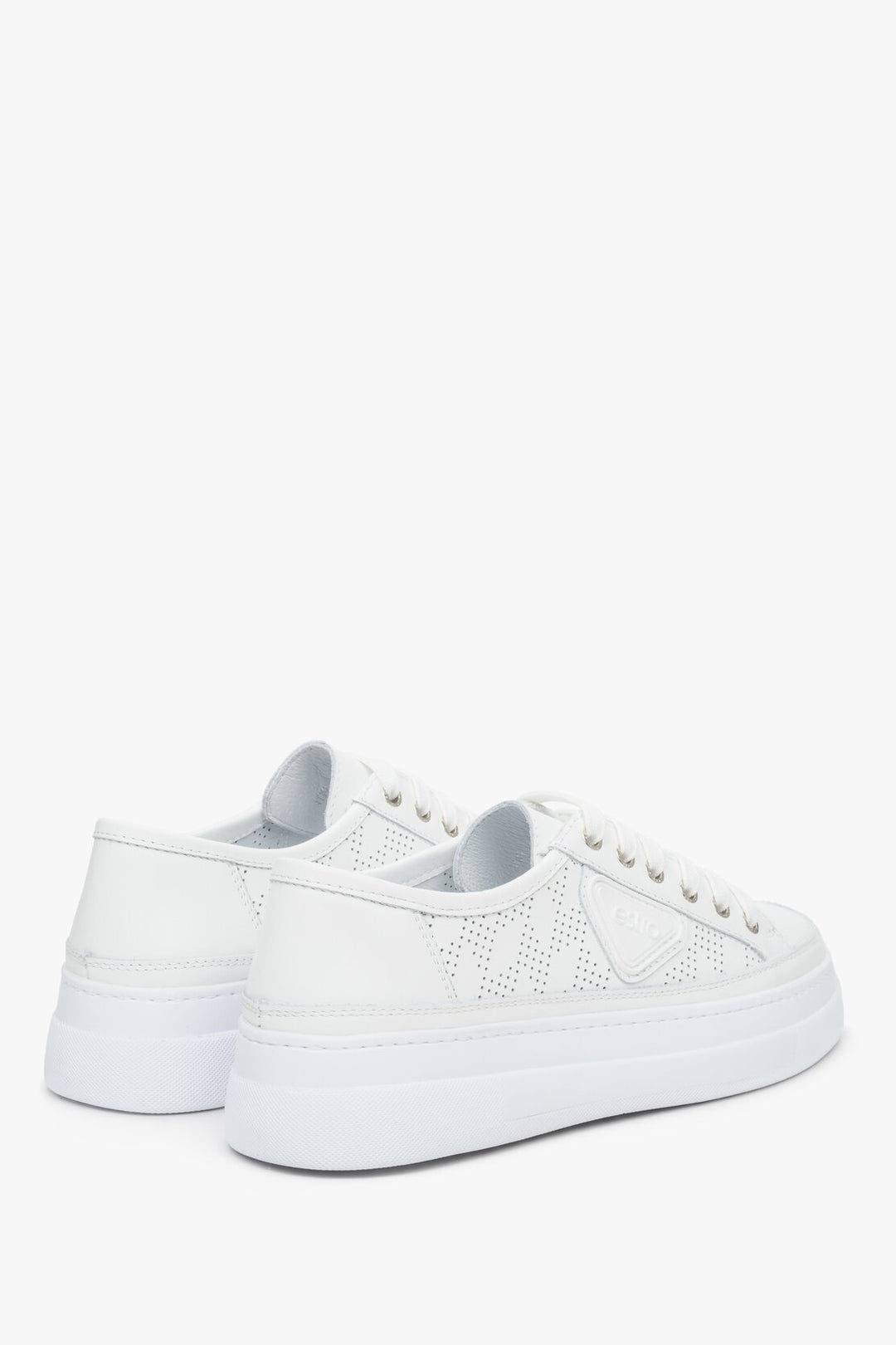 Women's White Leather Low-Top Sneakers with Perforation for Summer Estro ER00112847