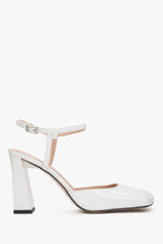 Women’s White Patent Leather Block Heel Sandals Estro ER00117213.