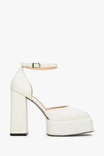 Women's White Platform Sandals made of Genuine Leather Estro ER00112695.