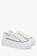 Women’s white platform sneakers by Estro in Italian premium leather.