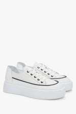 Women’s white platform sneakers by Estro in Italian premium leather.