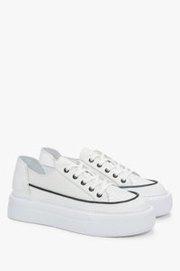 Women’s white platform sneakers by Estro in Italian premium leather.