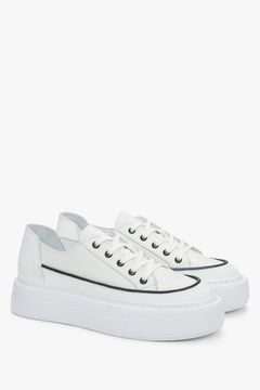 Women’s white platform sneakers by Estro in Italian premium leather.