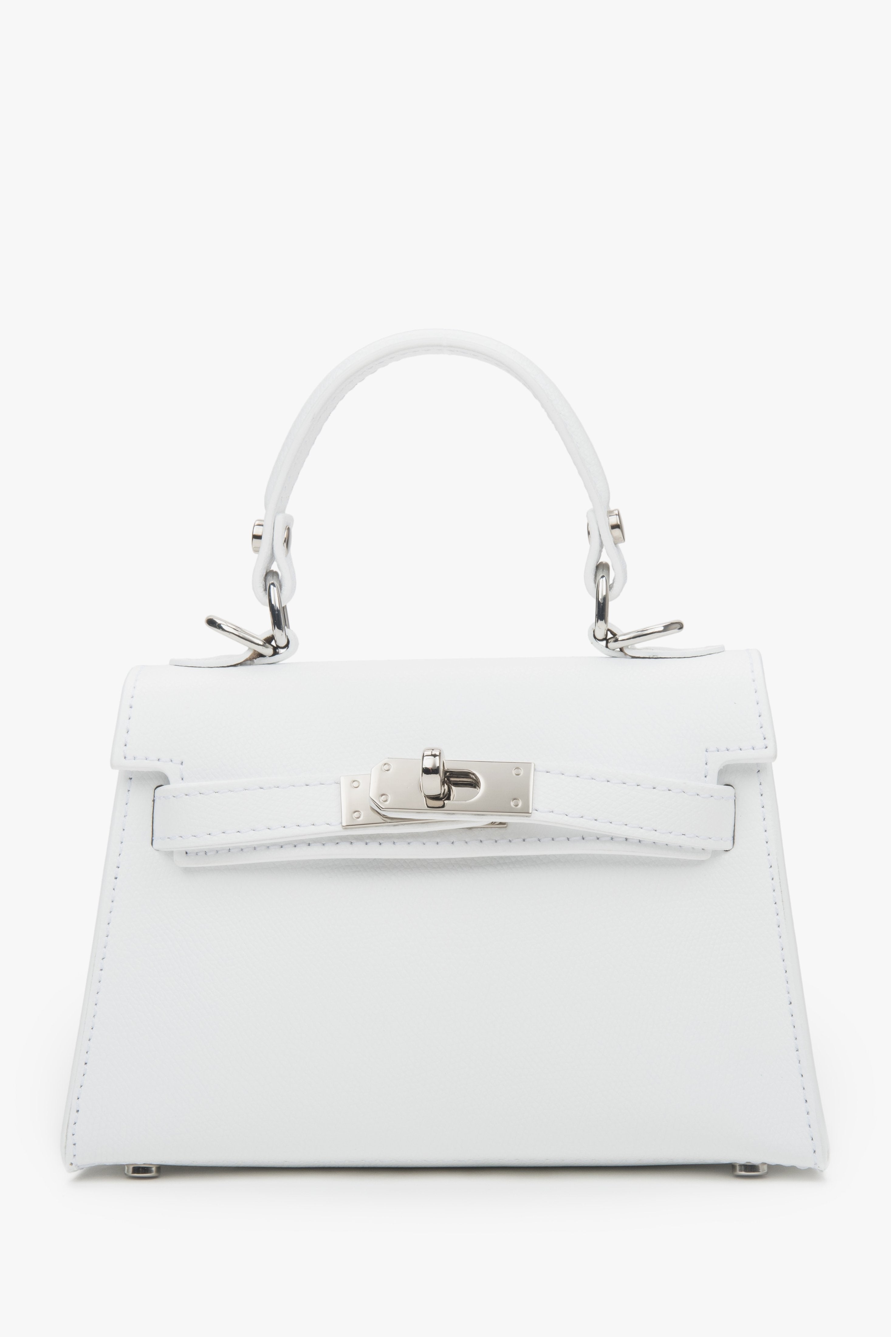 Women's White Satchel Handbag made of Premium Italian Genuine Leather Estro ER00117911.