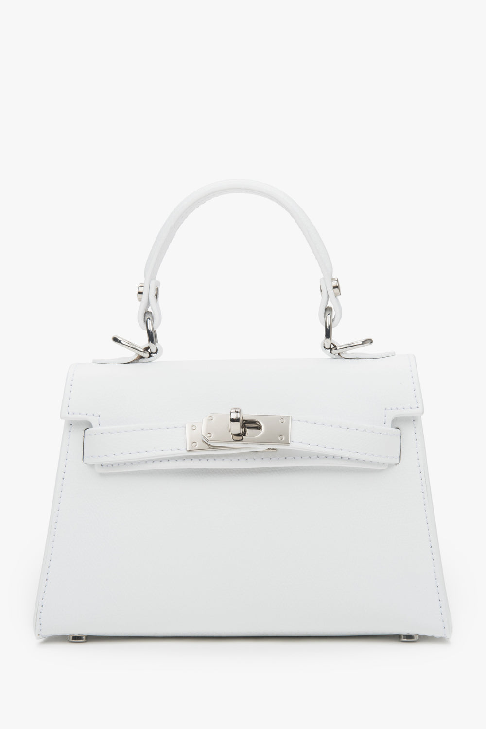 Women's White Satchel Handbag made of Premium Italian Genuine Leather Estro ER00117911.
