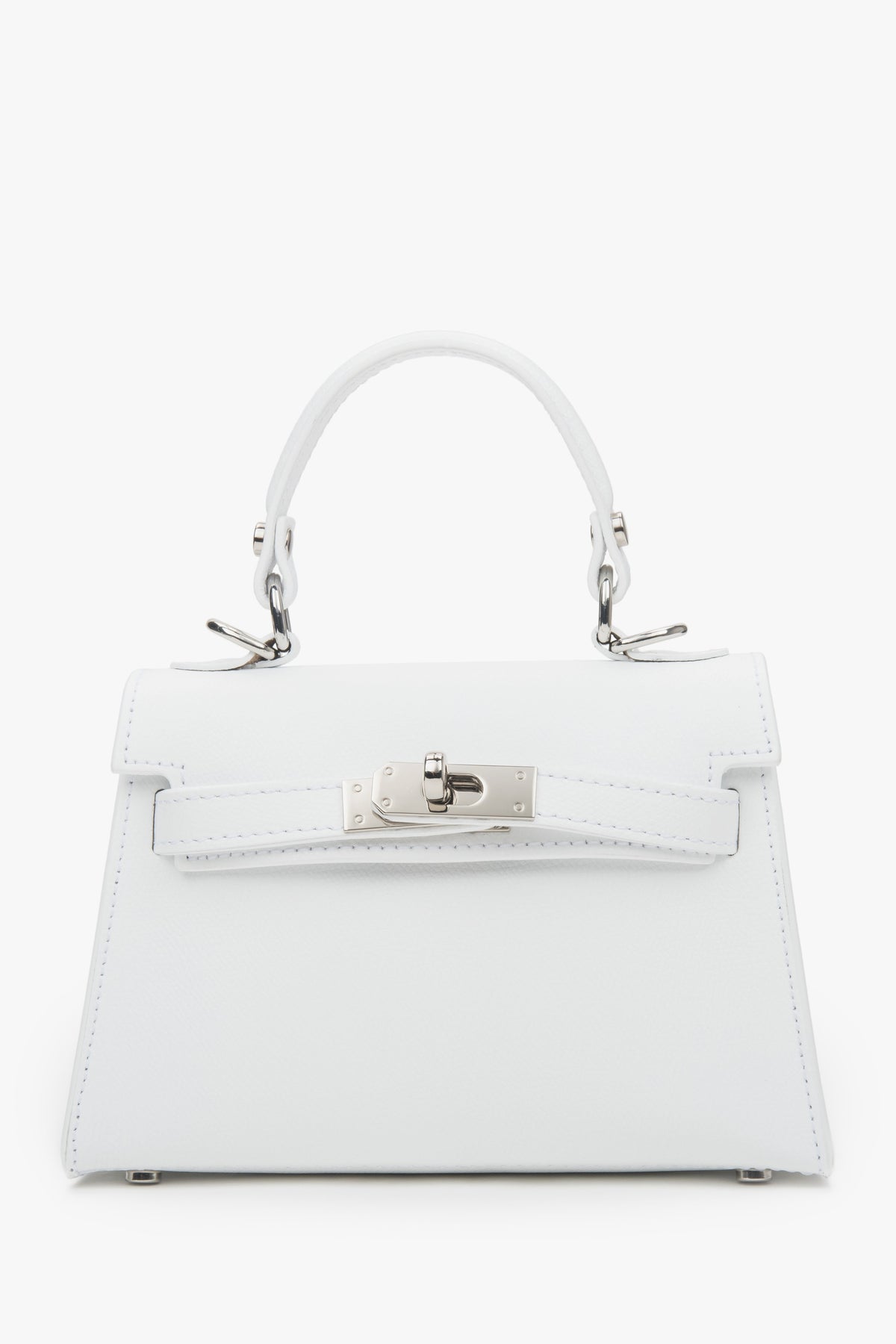Women's White Satchel Handbag made of Premium Italian Genuine Leather Estro ER00117911.