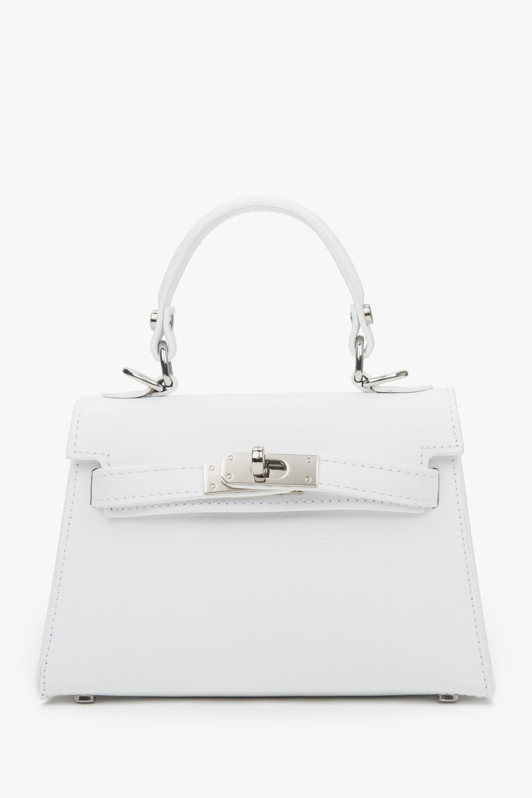Women's White Satchel Handbag made of Premium Italian Genuine Leather Estro ER00117911.
