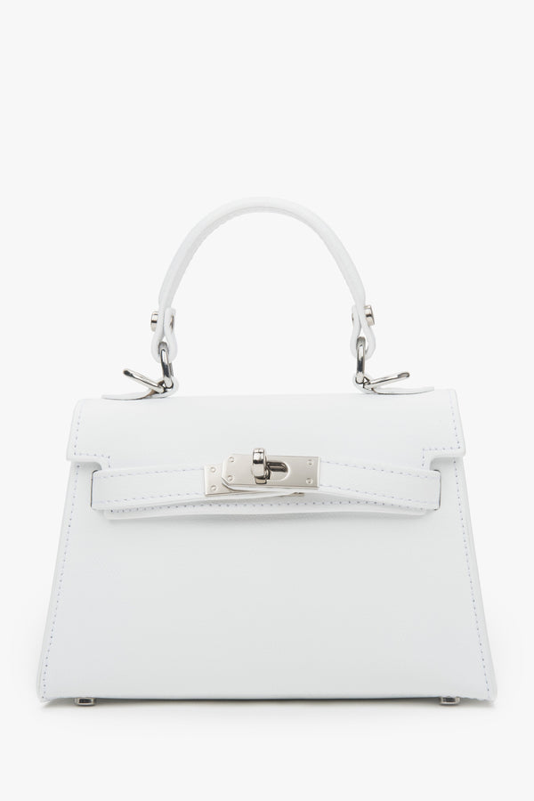 Women's White Satchel Handbag made of Premium Italian Genuine Leather Estro ER00117911.