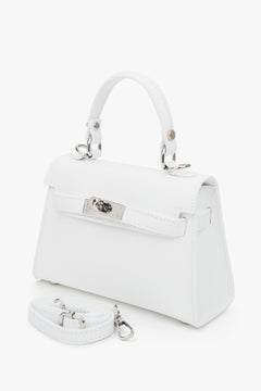 The small white satchel by Estro is an investment in quality and Italian design.