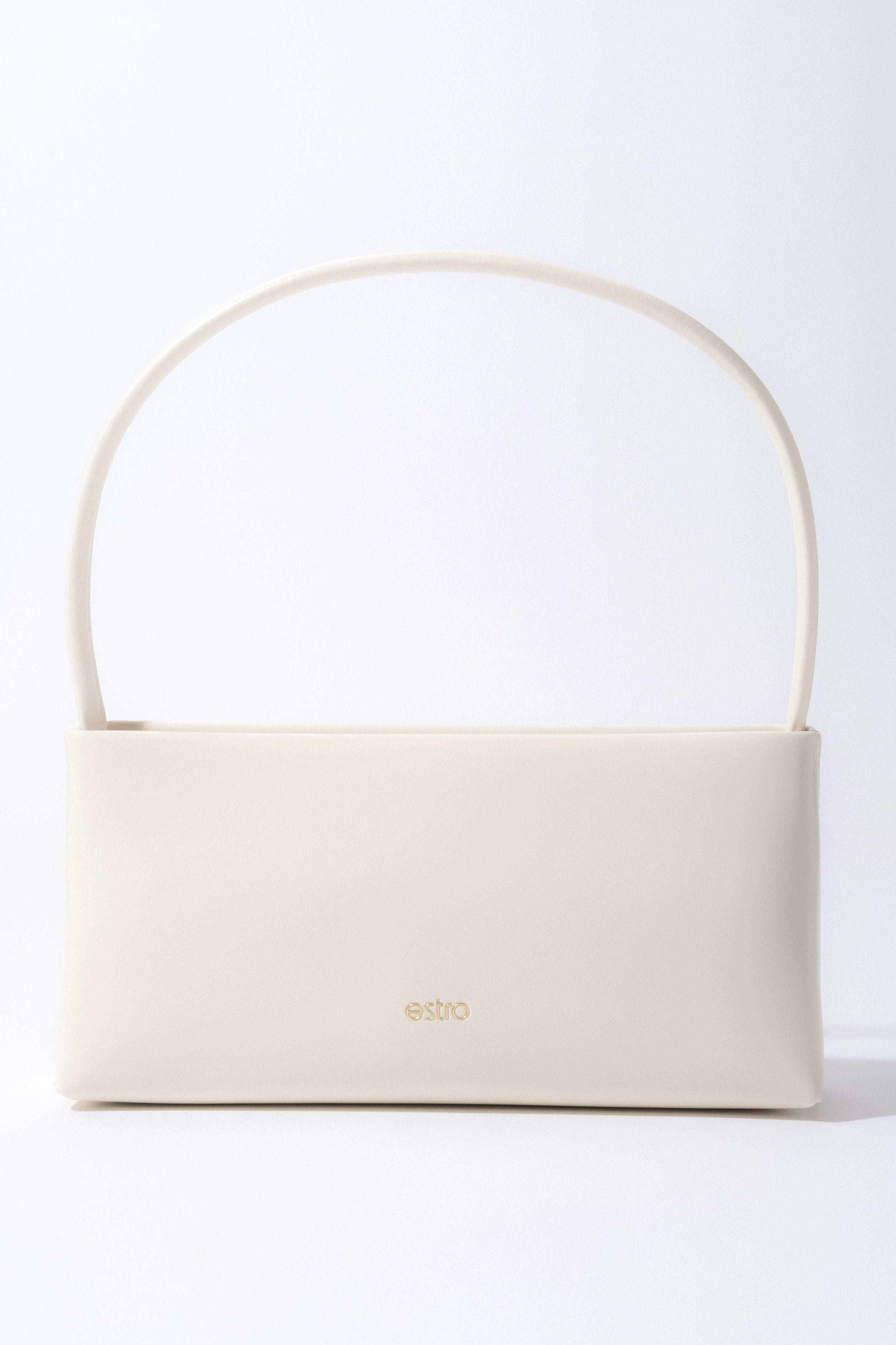White women's shoulder bag made of leather.