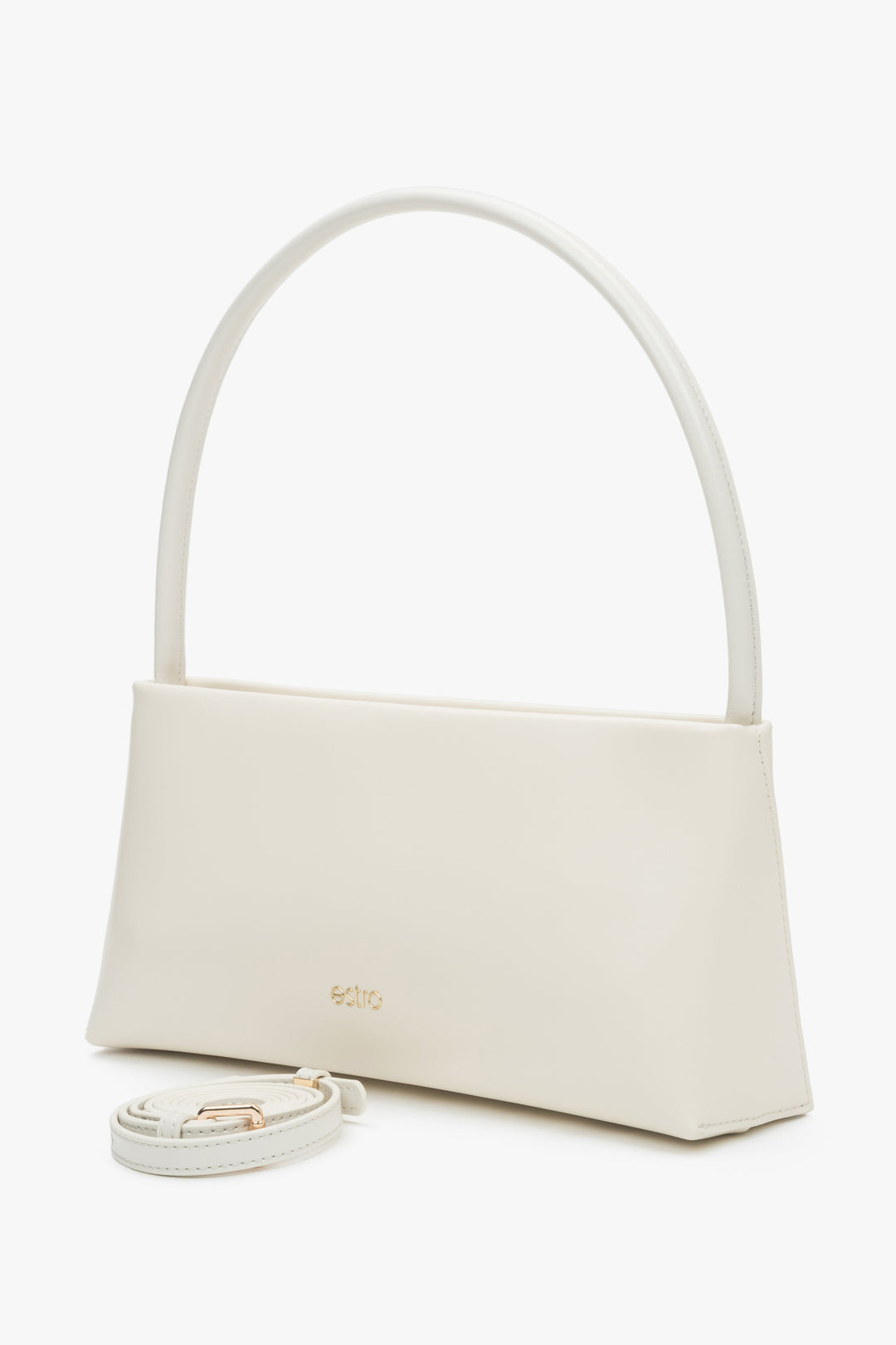 Estro women's white shoulder bag in leather.