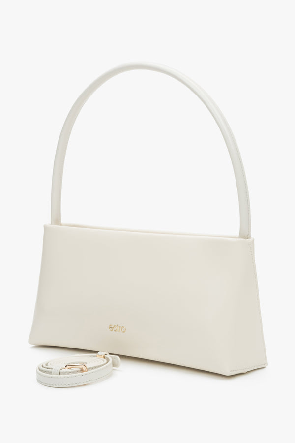 Estro women's white shoulder bag in leather.