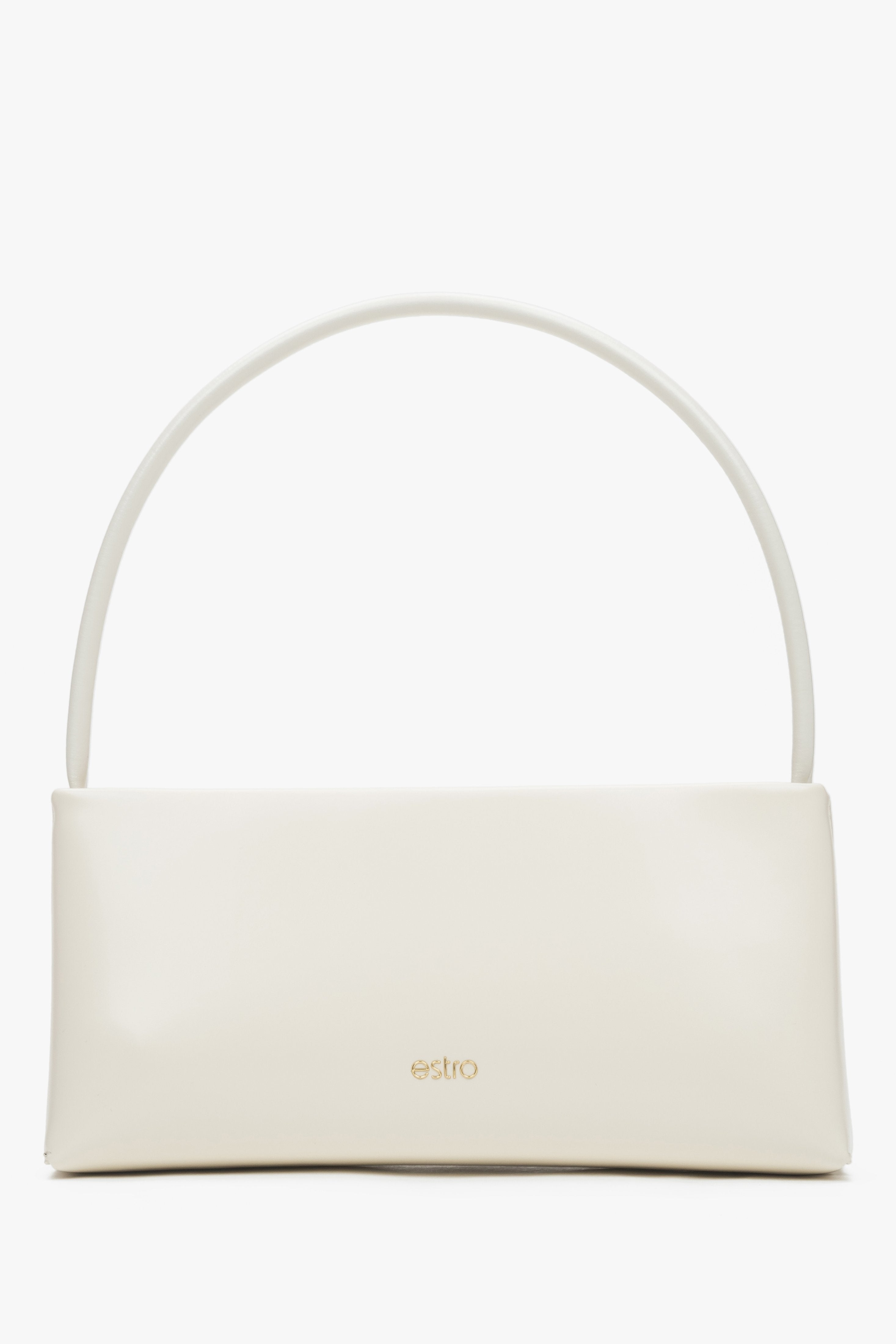 Leather white women's shoulder bag, Estro.