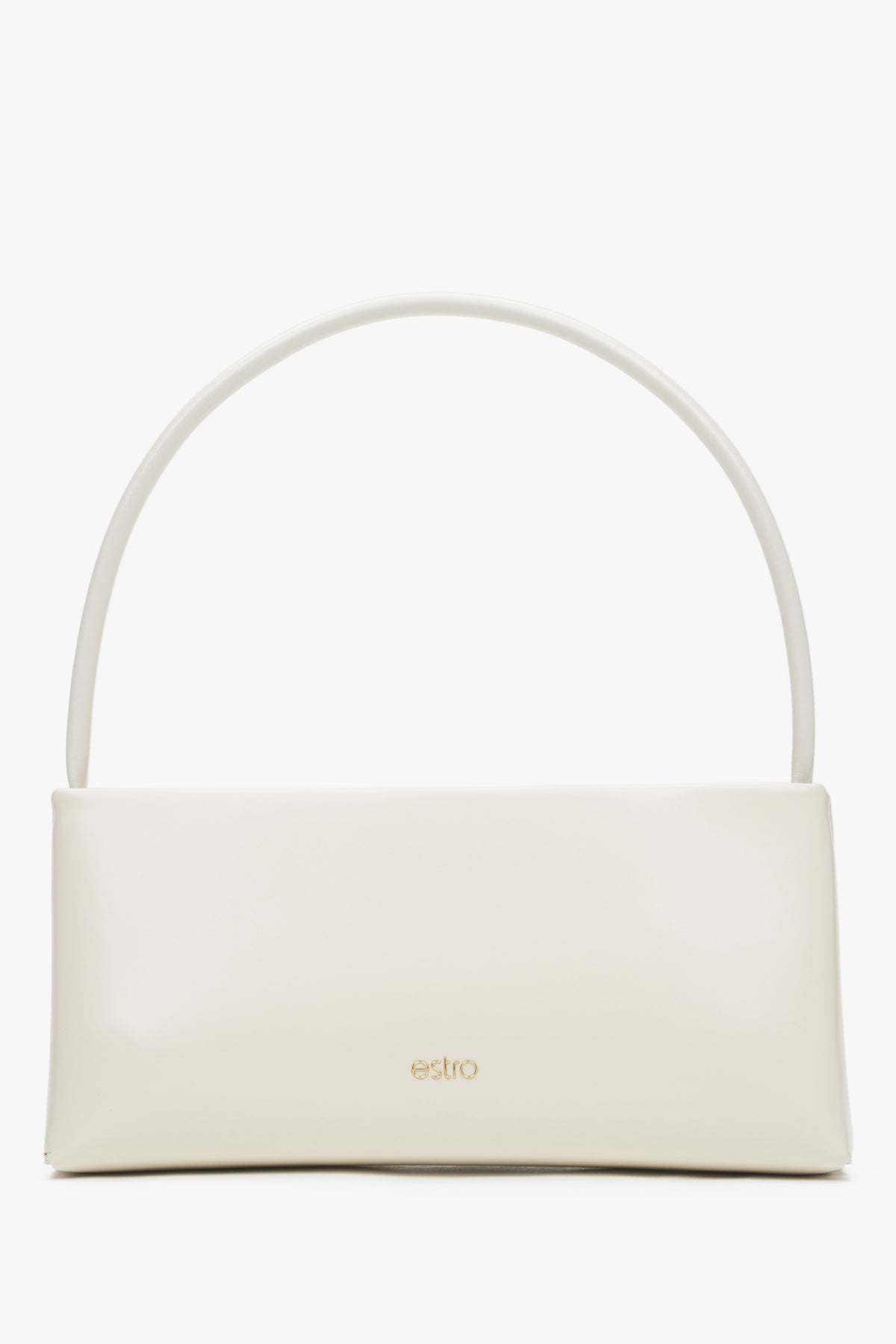 Leather white women's shoulder bag, Estro.