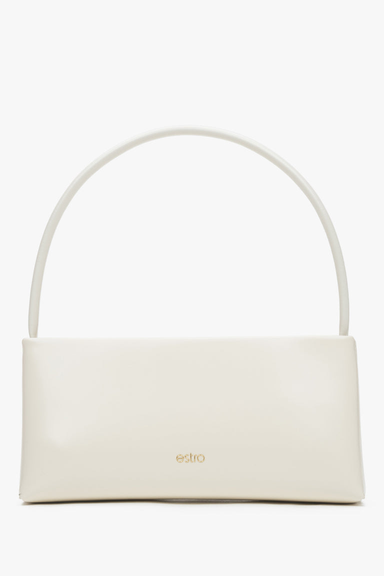 Leather white women's shoulder bag, Estro.