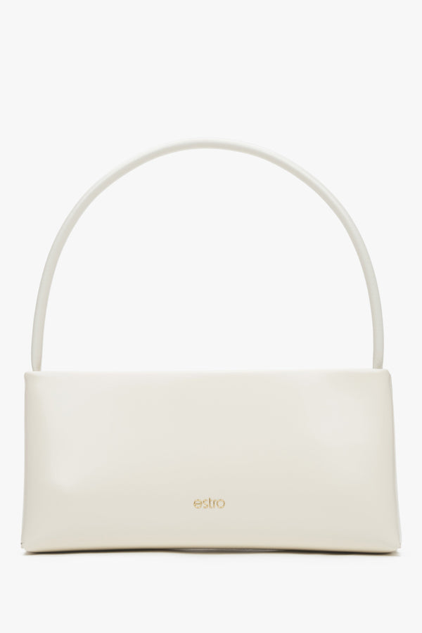 Leather white women's shoulder bag, Estro.