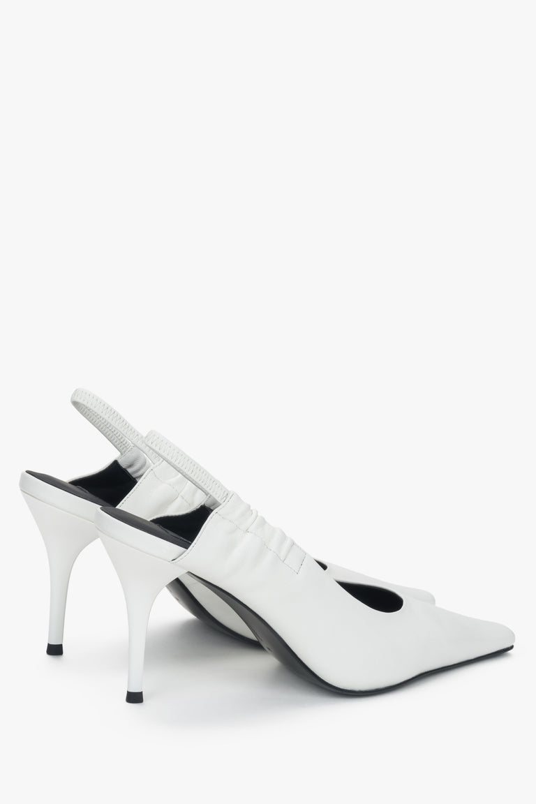 Milky white women’s pumps Estro Selection, slingback style, in genuine leather.