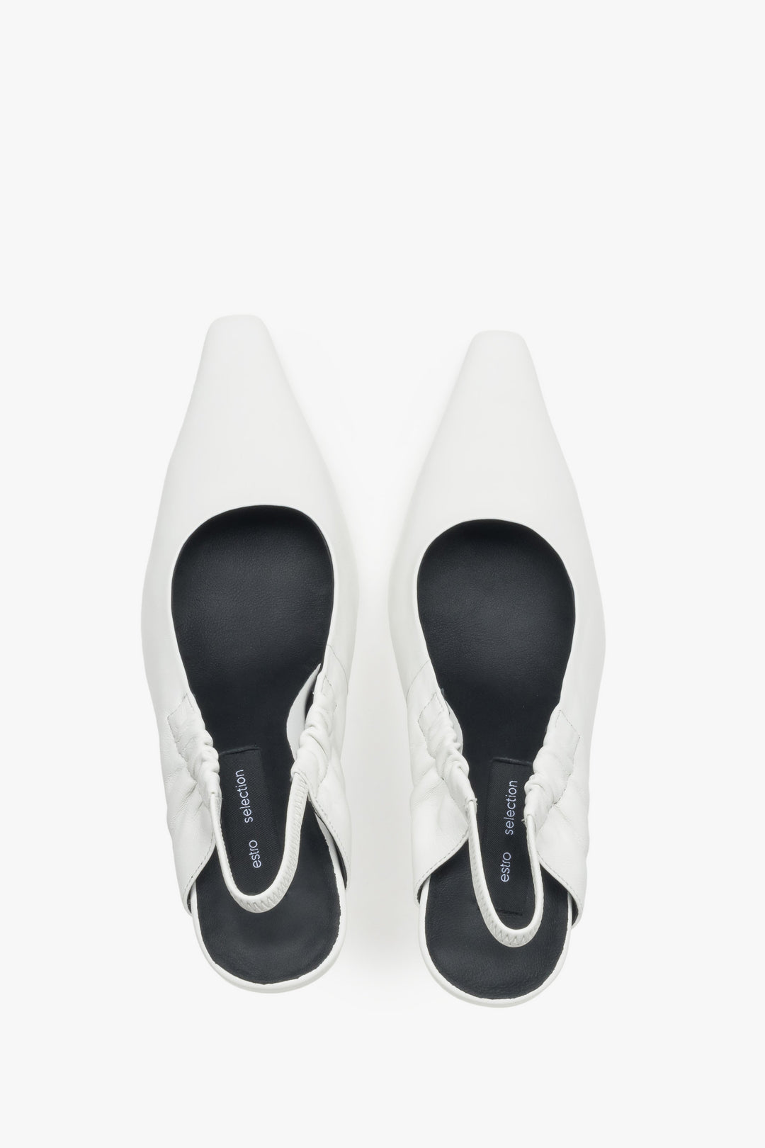 Women’s pumps, milky white, slingback style, in genuine leather, Estro Selection.