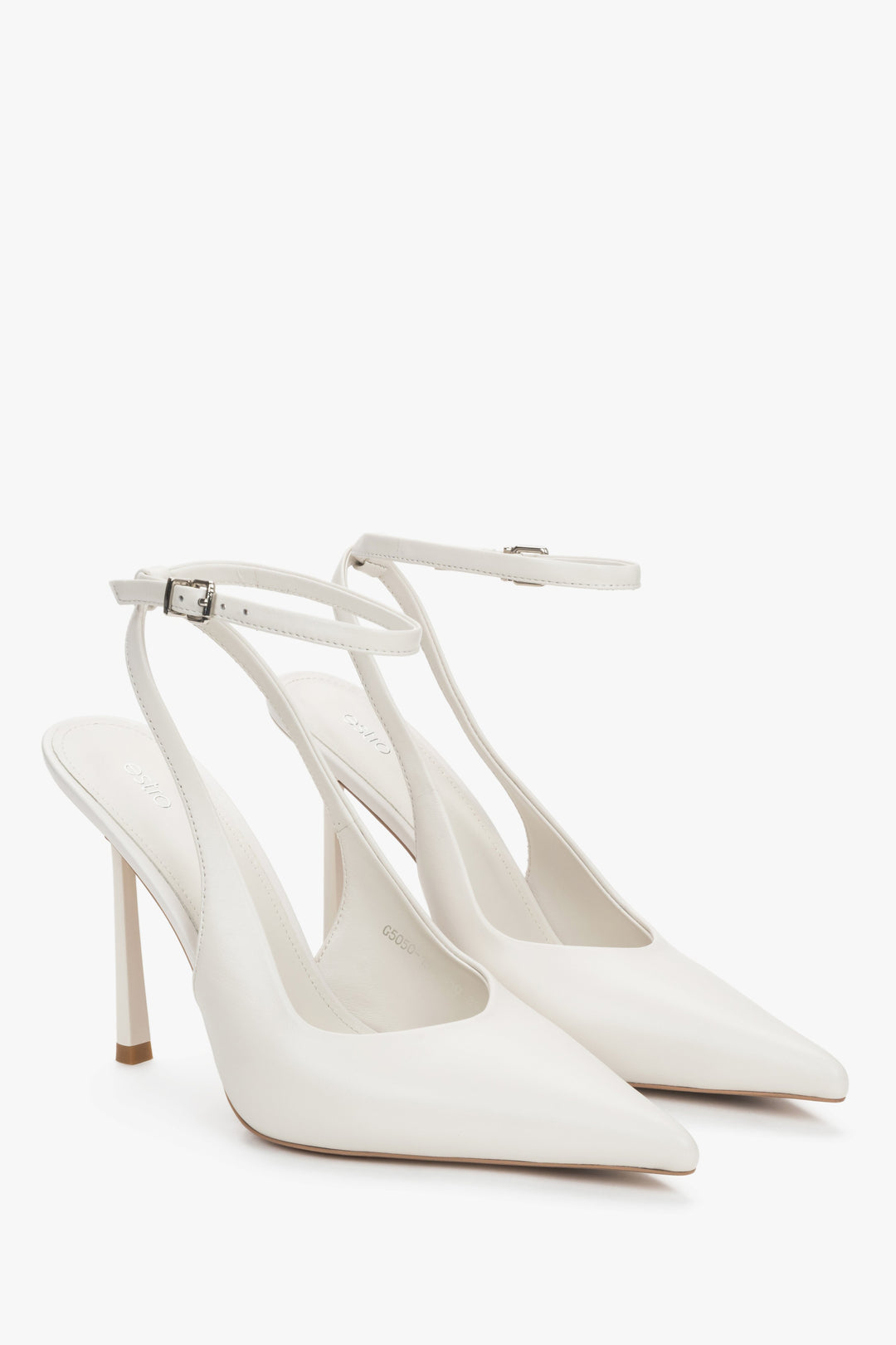 Women’s White Slingback Pumps made of Genuine Leather Estro ER00119279.