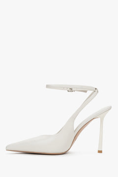 Women’s white slingback pumps made of genuine leather, Estro.