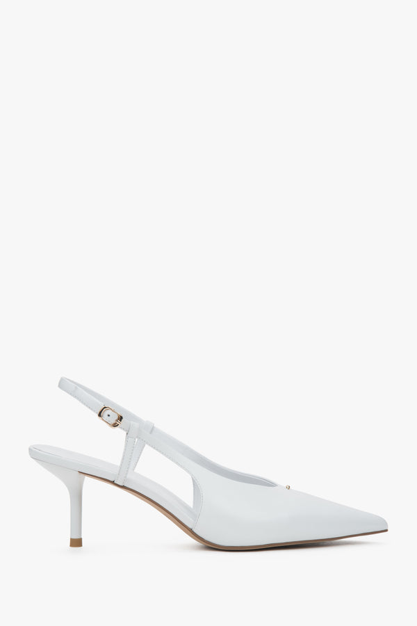 Women’s White Slingback Pumps with a Stable Stiletto Heel Estro ER00116920.