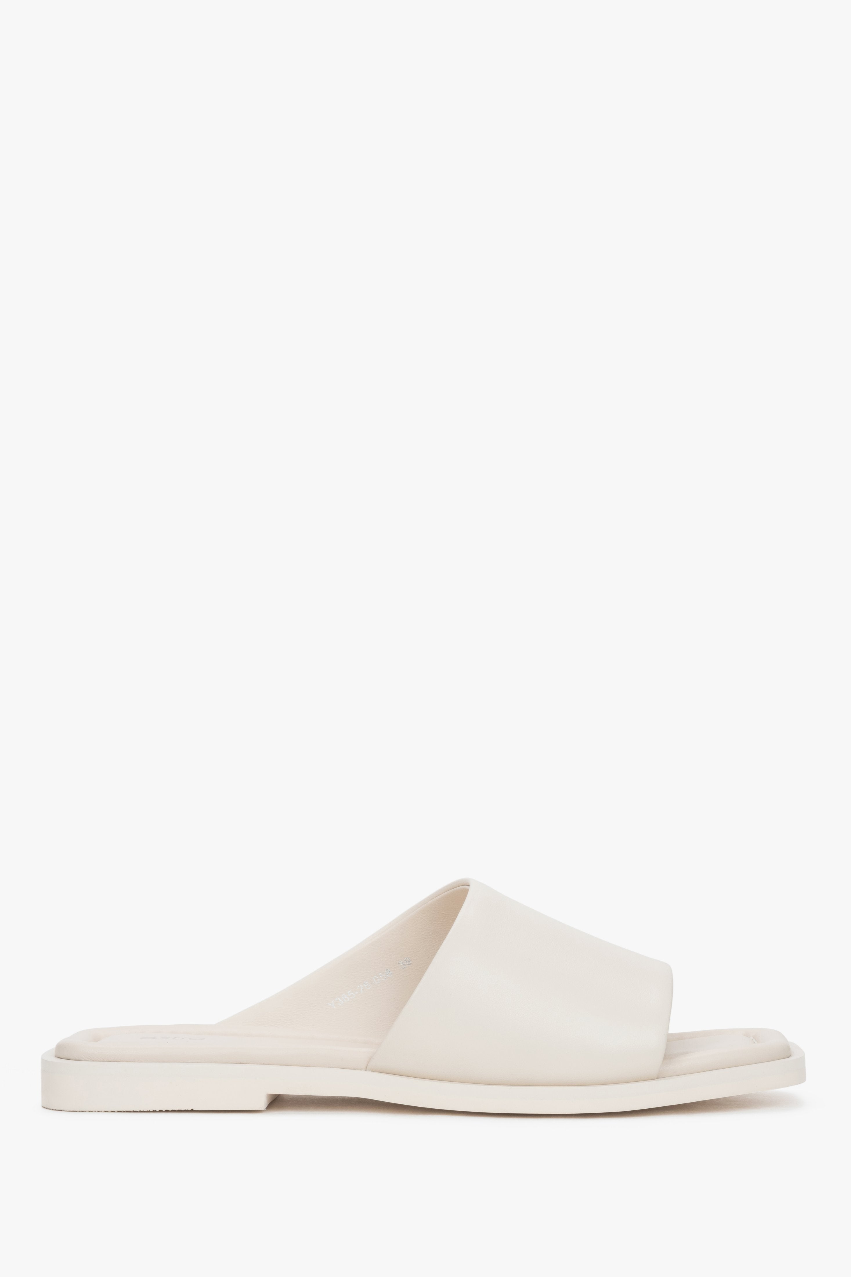 Women’s White Square-Toe Slide Sandals in Genuine Leather Estro ER00119225.