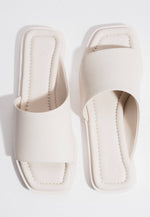 Women’s White Square-Toe Slide Sandals in Genuine Leather Estro ER00119225.