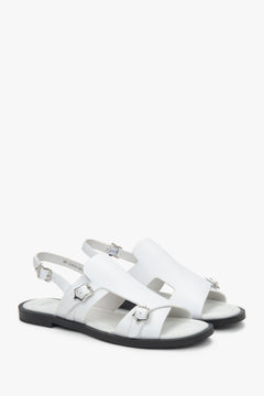 Women’s White Strappy Sandals in Genuine Leather Estro ER00117117.