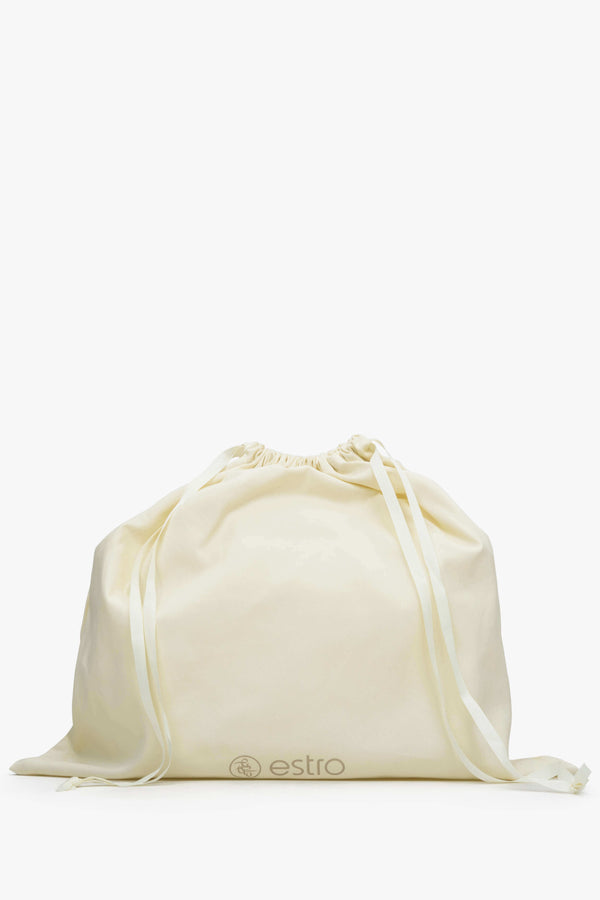 Light Beige Leather Shoulder Bag with Adjustable Strap Estro ER00114404