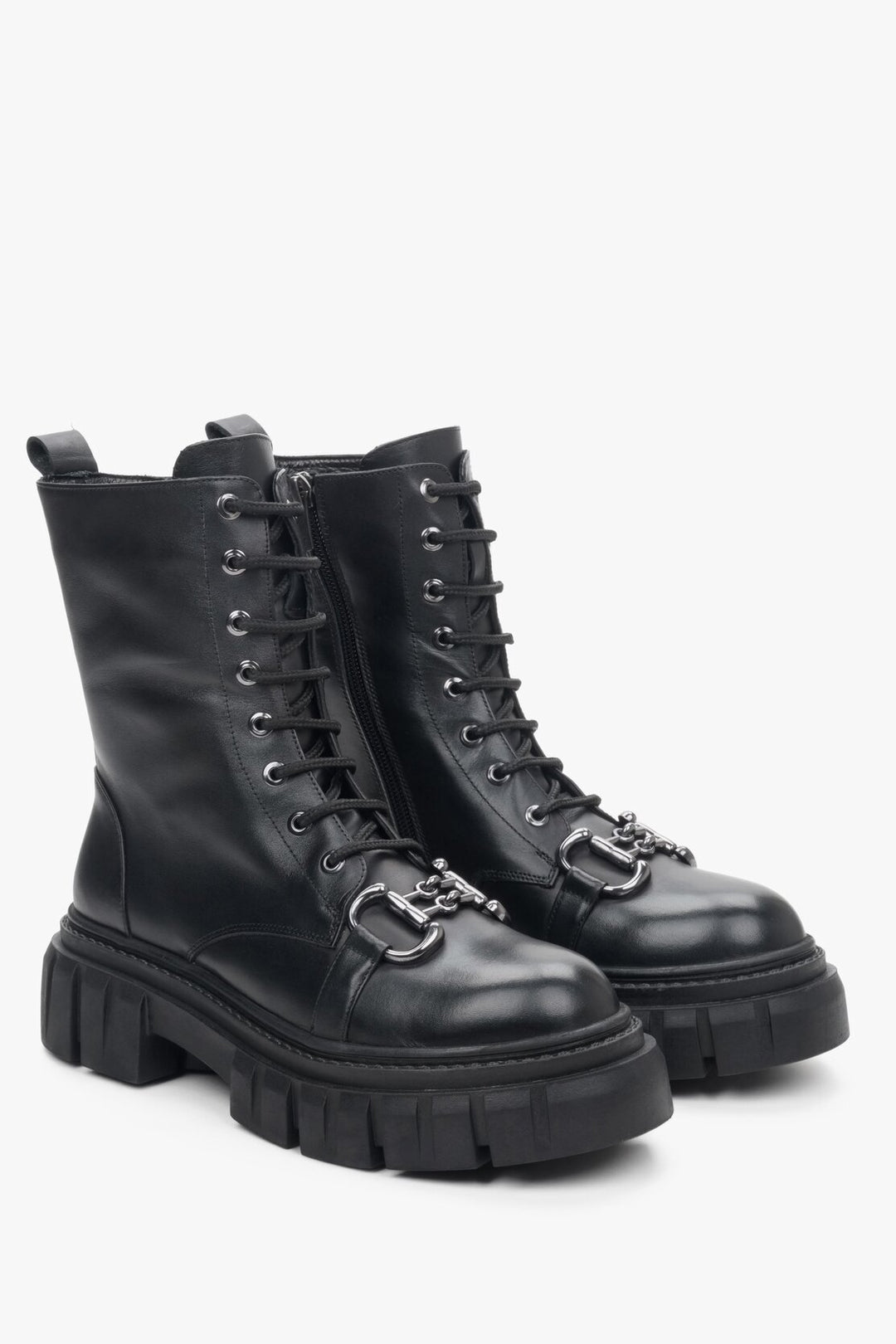 Women's Black Genuine Leather Boots with Insulation Estro ER00111970.