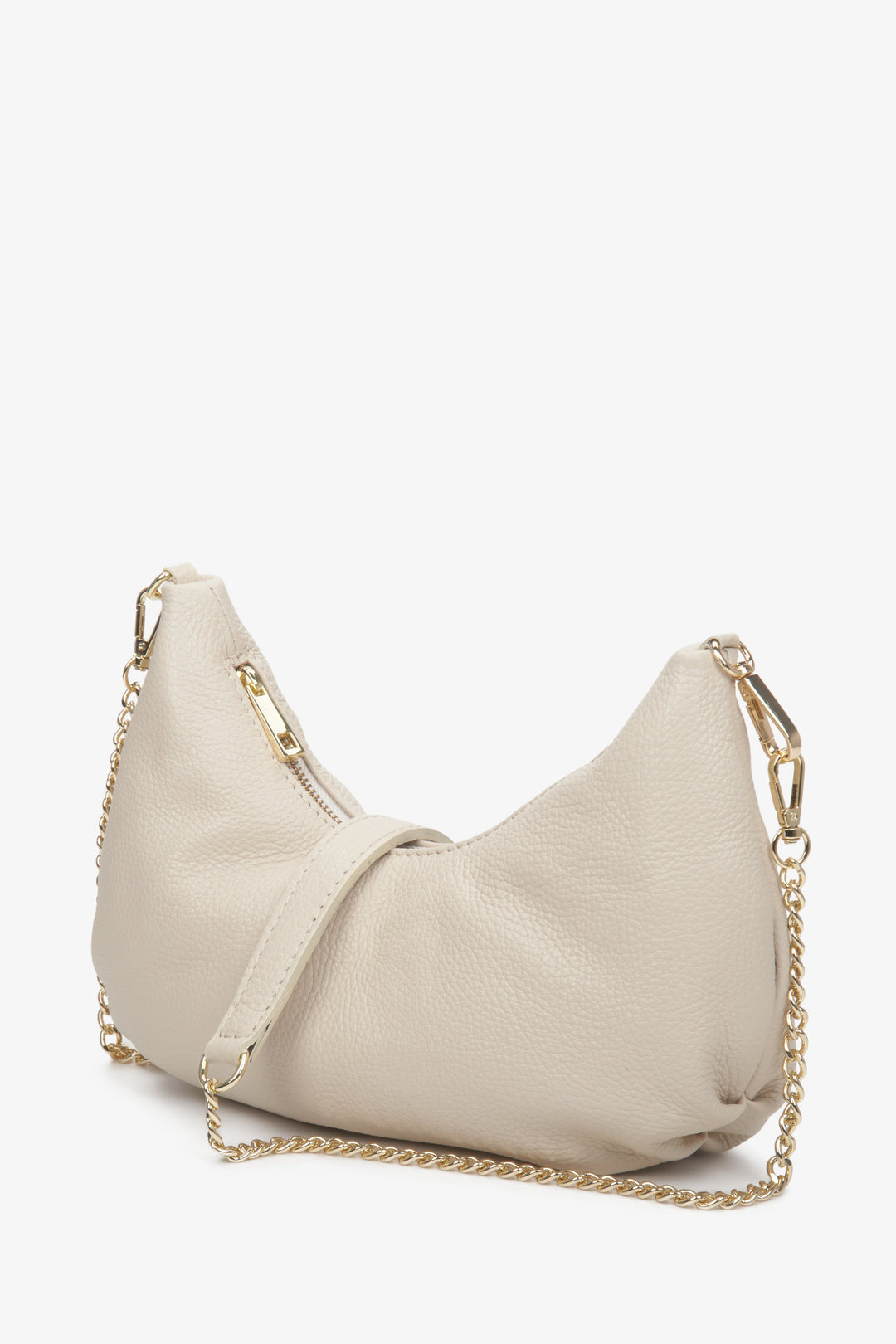 Women's Light Beige Baguette Handbag made of Italian Genuine Leather Estro ER00111944.