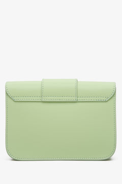 Women's Estro leather bag in green color - back view.