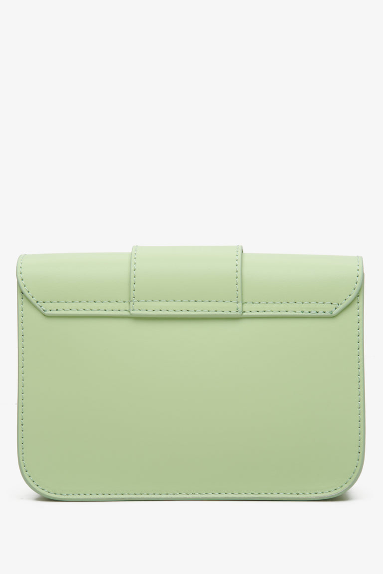 Women's Estro leather bag in green color - back view.