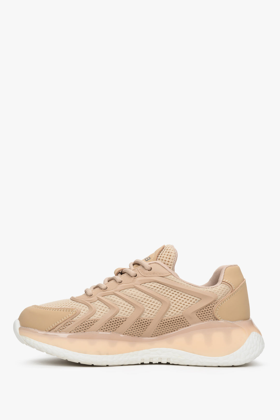 Women's beige sneakers with a thick sole by Estro - shoe profile.
