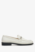Women's Milky & Beige Leather Loafers with a Silver Chain Estro ER00114675.