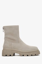 Women's Grey Velour Ankle Boots for Winter Estro ER00114211