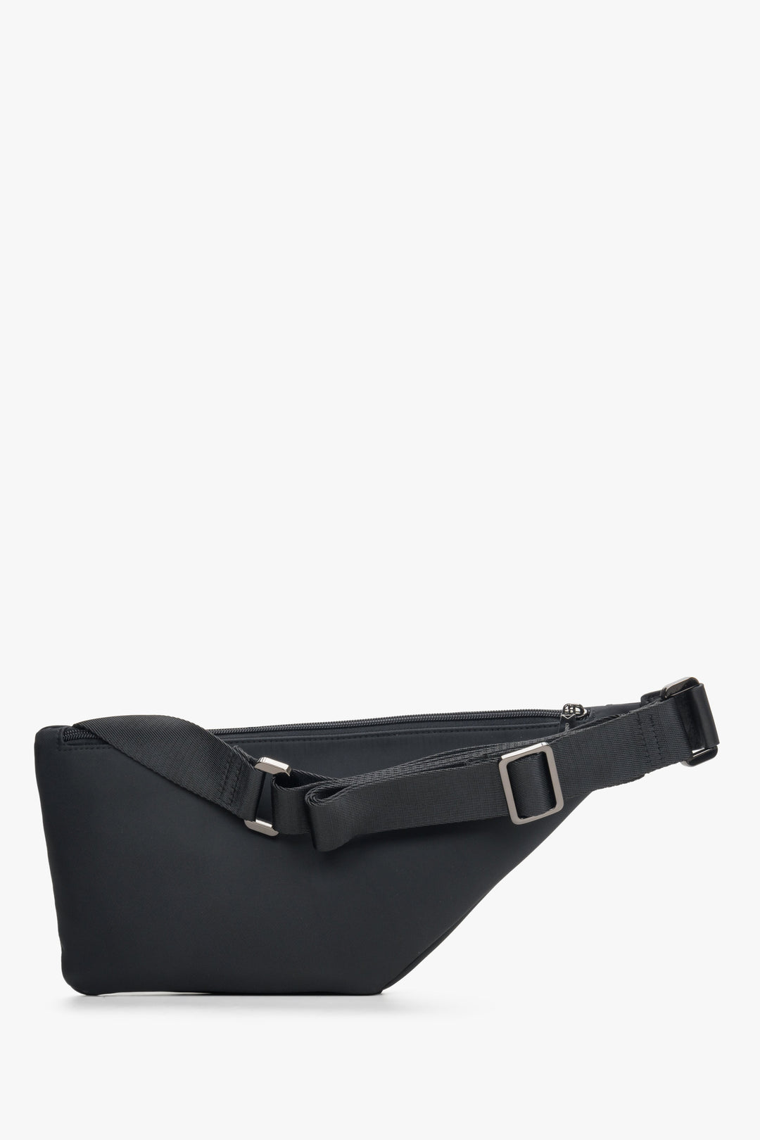 Men's black spacious waist bag by Estro - reverse side.